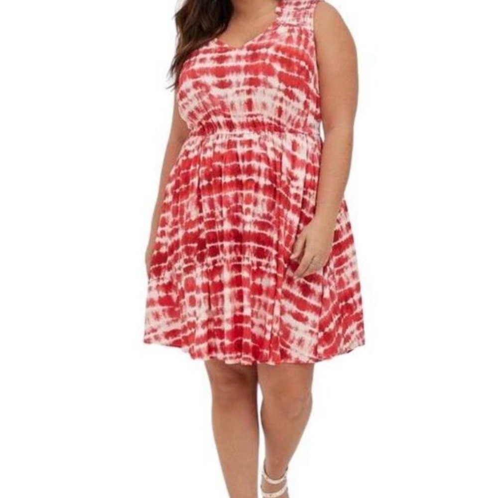 Torrid Pink and White Tie-Dye Mini Dress